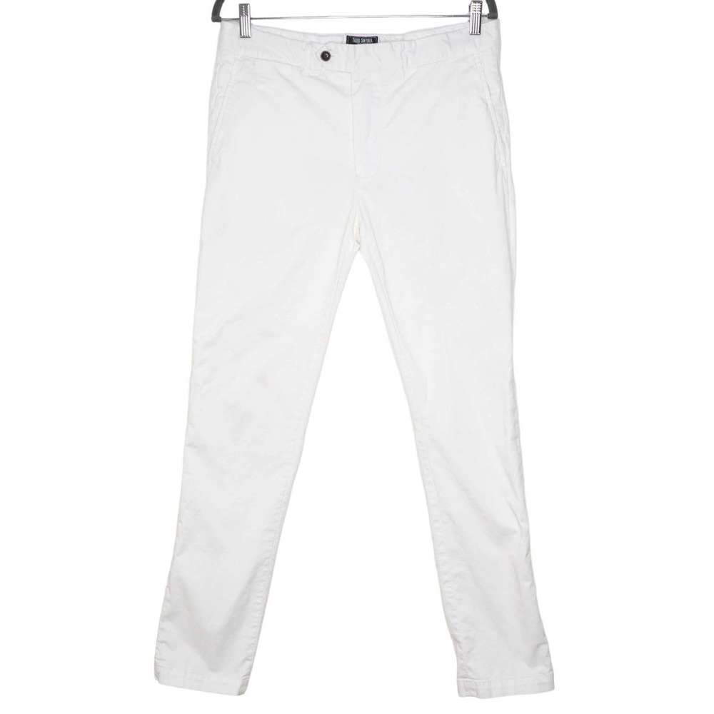 TODD SNYDER Tab Front Chino White Pants Stretch Khaki Straight Men's 32X32